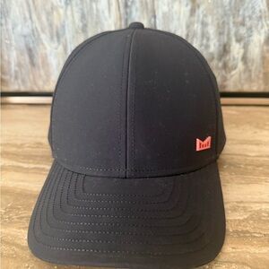 Sleek Black Cap with Coral Accent